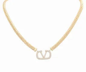 10K Yellow Gold Women's Fashion V Necklace With Cz / Size: 17" / Weight: 15.3 GR / DPNK0V