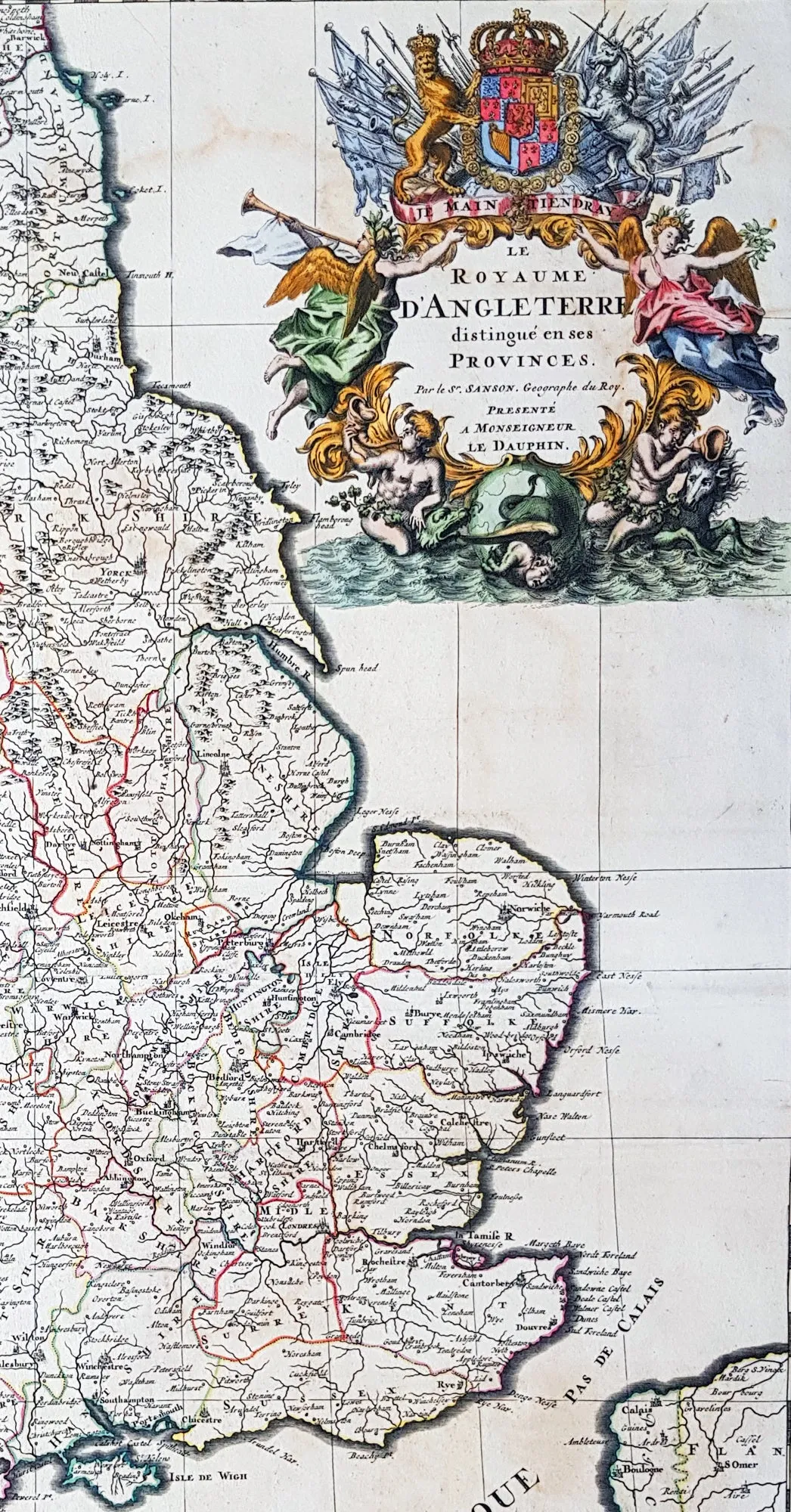 1693 Alexis Jaillot Large 1st Edition Antique Map of England & Wales