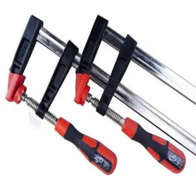 2 PACK - HEAVY DUTY 300MM X 50MM F CLAMPS - SOFT GRIP HANDLE QUICK SLIDE