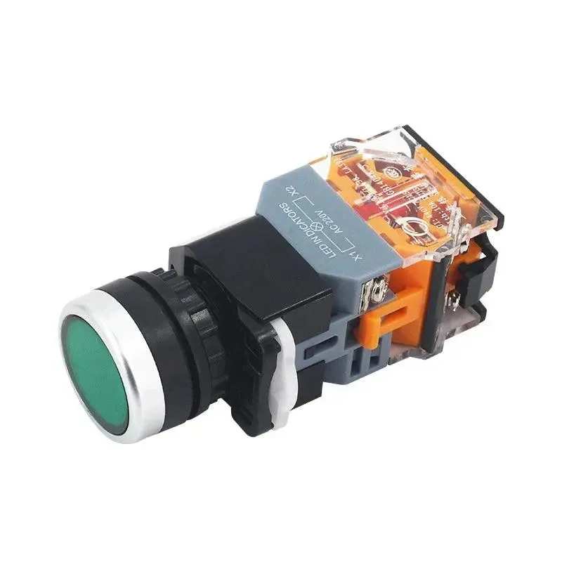 22mm LA38-11D/11DS Quality Sliver Contact Push Button Switch with Light on/Off Momentary/Latching220V LED Indicators