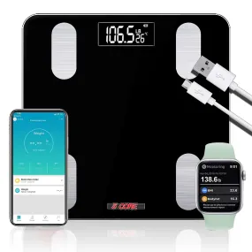 5 Core Smart Weight Scale for Body Weight Digital Bathroom Scale Bluetooth Body Fat Monitor Health Analyzer Sync with App Rechargeable -BBS VL R BLK