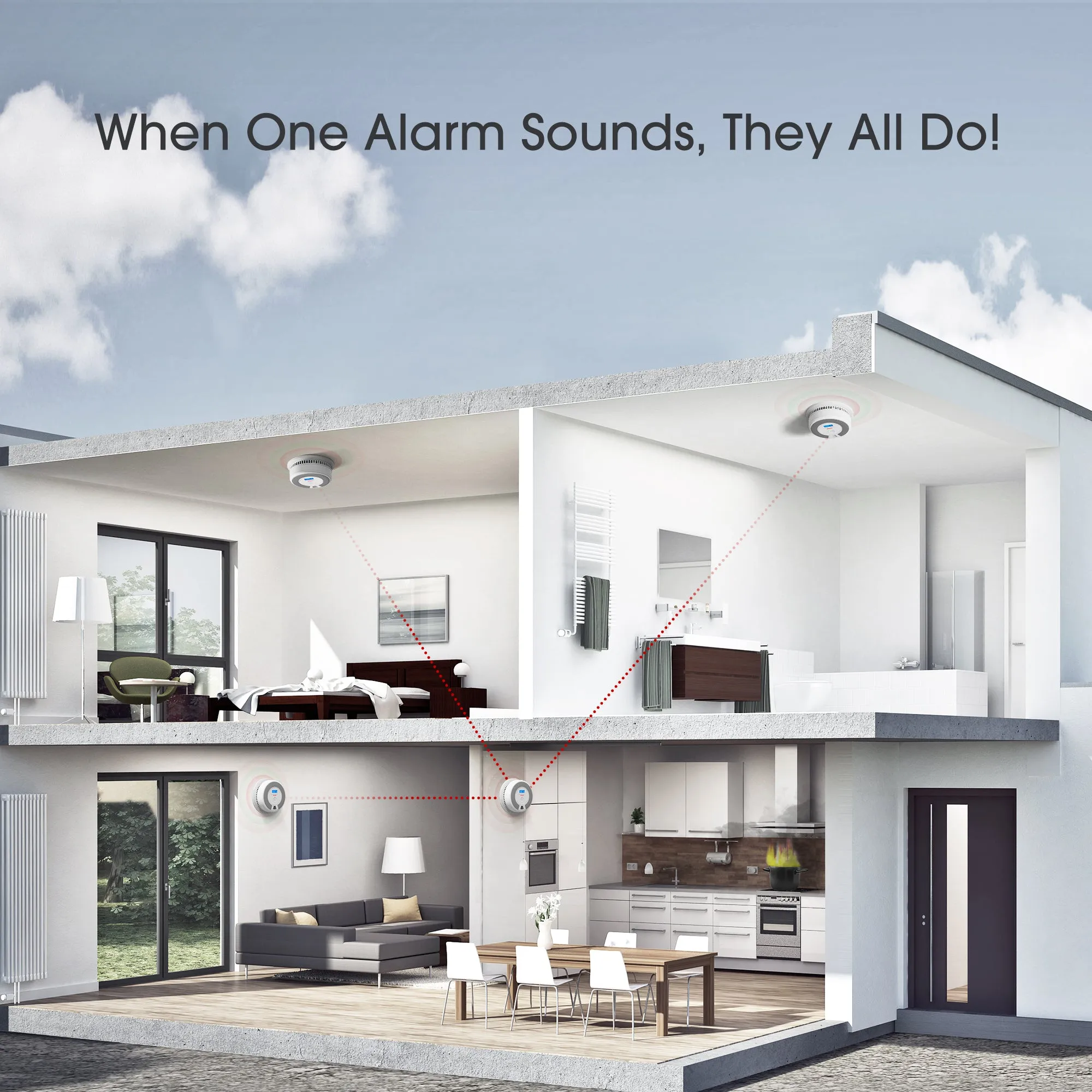 6-Pack XS01-WR Wireless Interconnected Smoke Alarm   1-Pack SC07-W Wireless Interconnected Combination Alarm