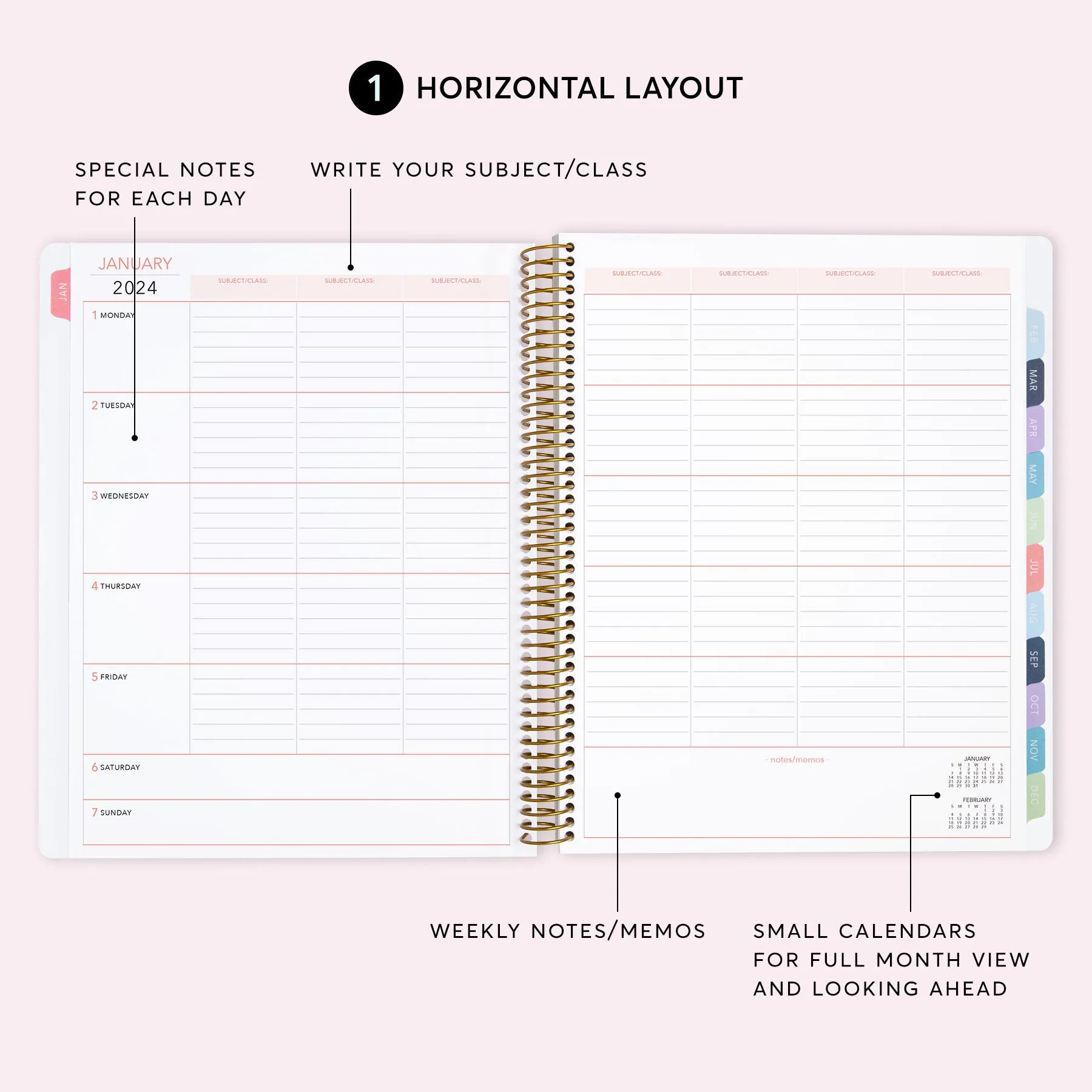 8.5x11 Teacher Planner - Aqua Gold Abstract Ink