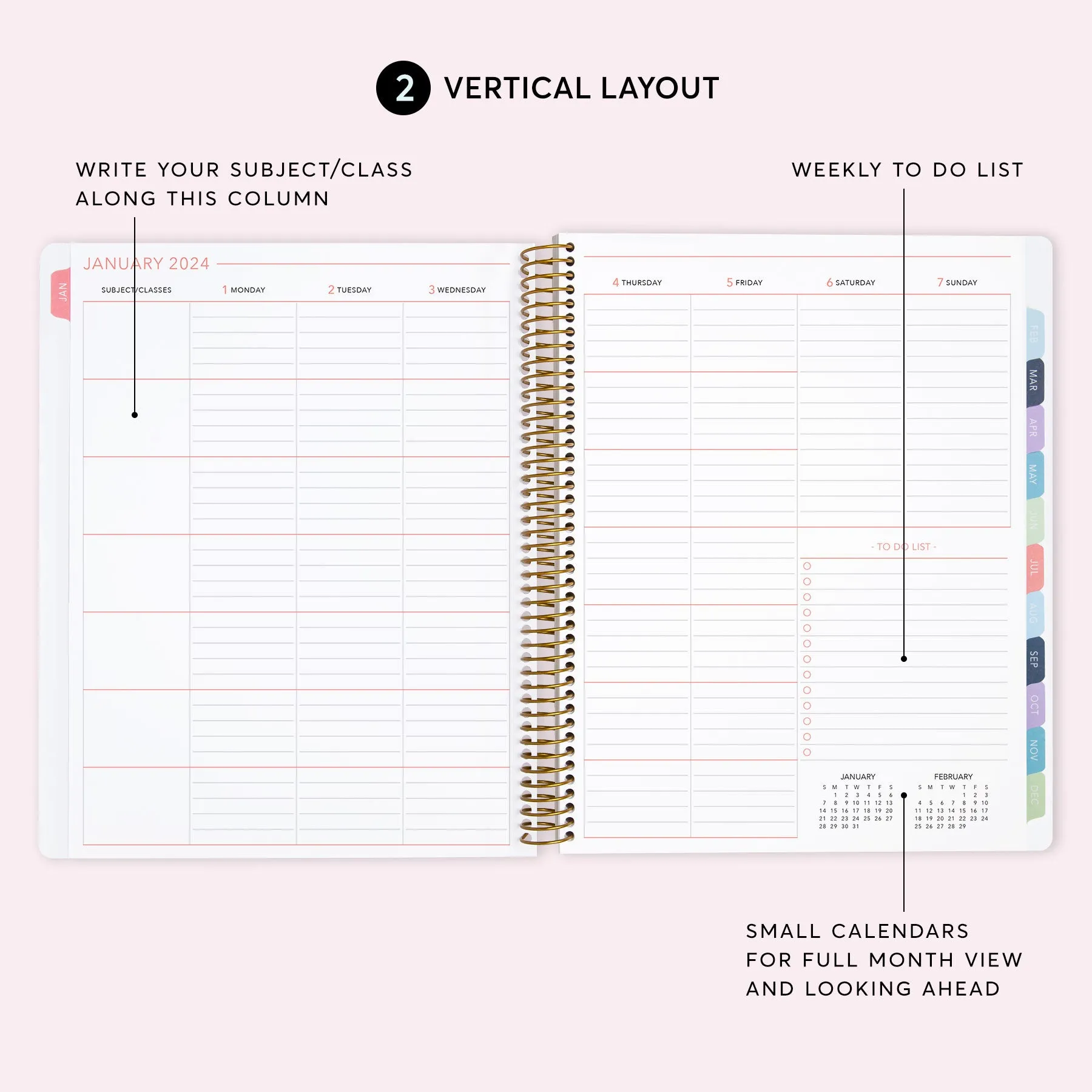 8.5x11 Teacher Planner - Aqua Gold Abstract Ink