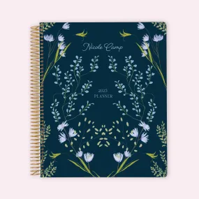 8.5x11 Teacher Planner - Flower Frame Blue