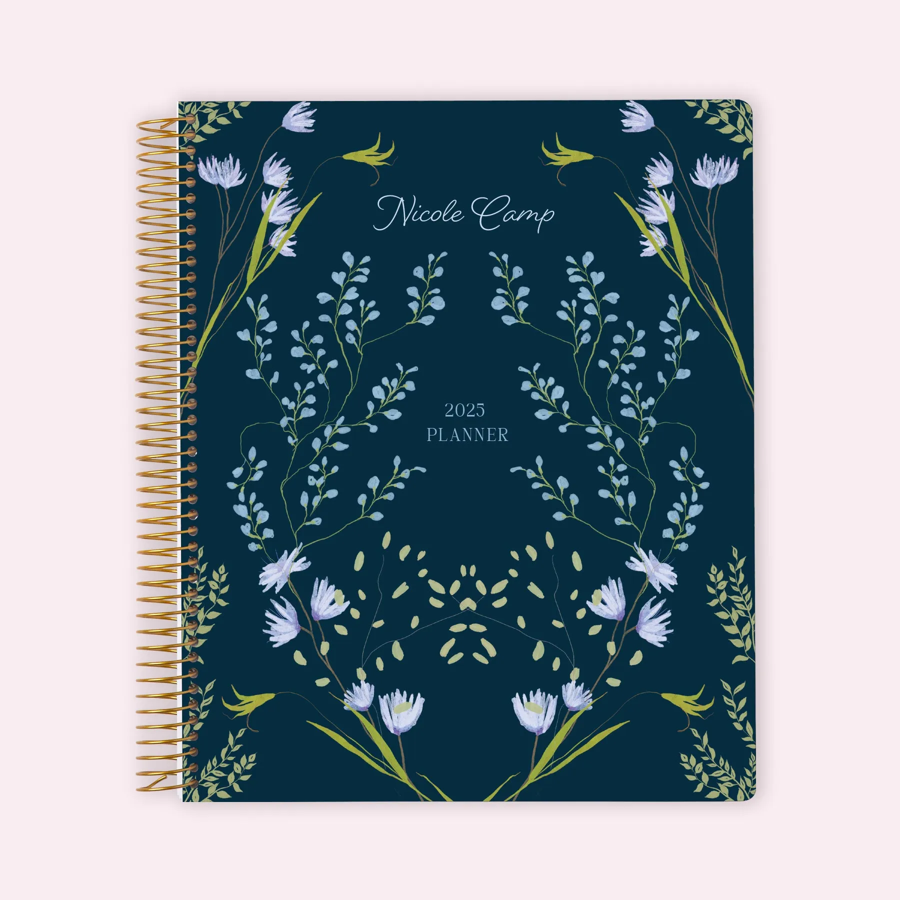 8.5x11 Teacher Planner - Flower Frame Blue