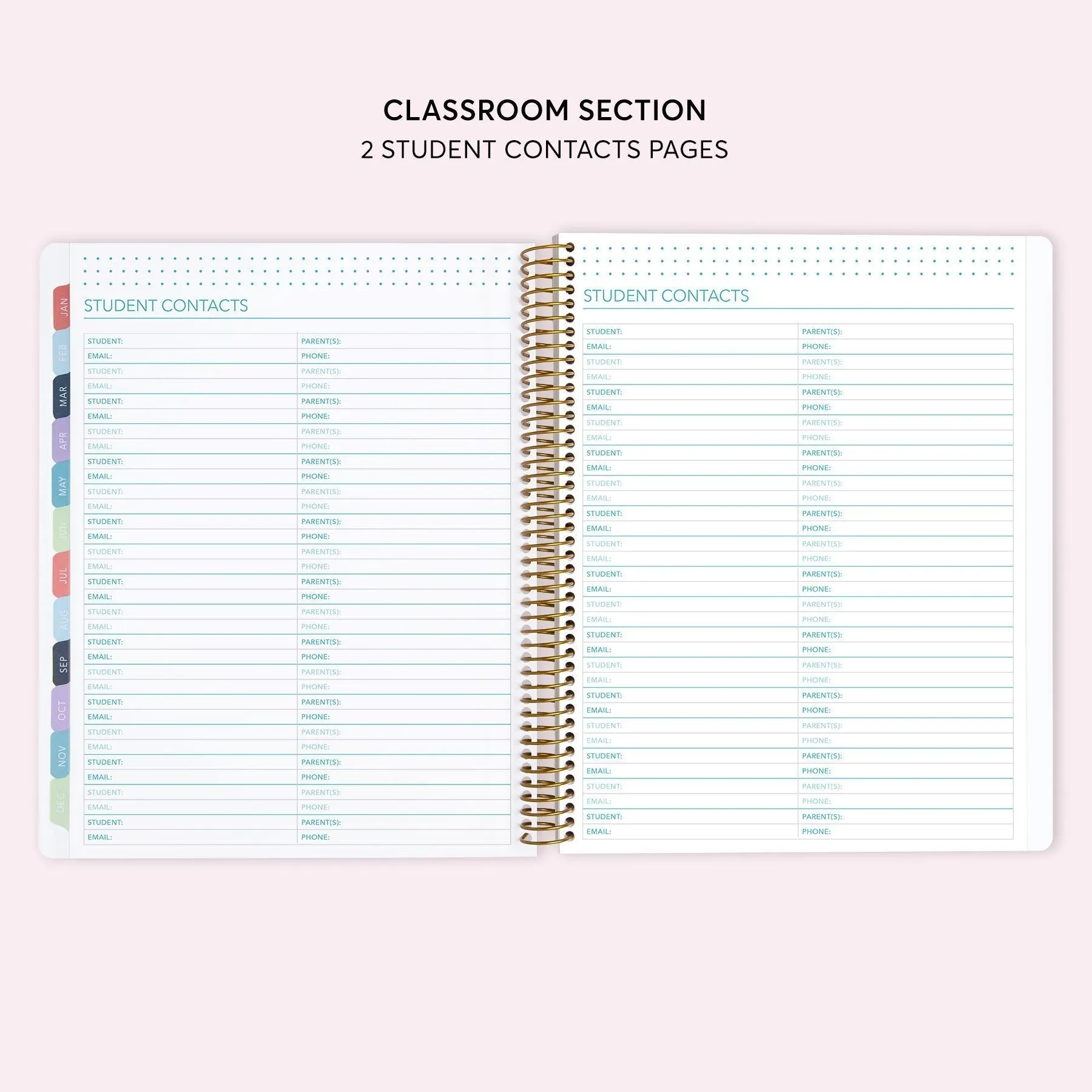 8.5x11 Teacher Planner - Flower Frame Blue
