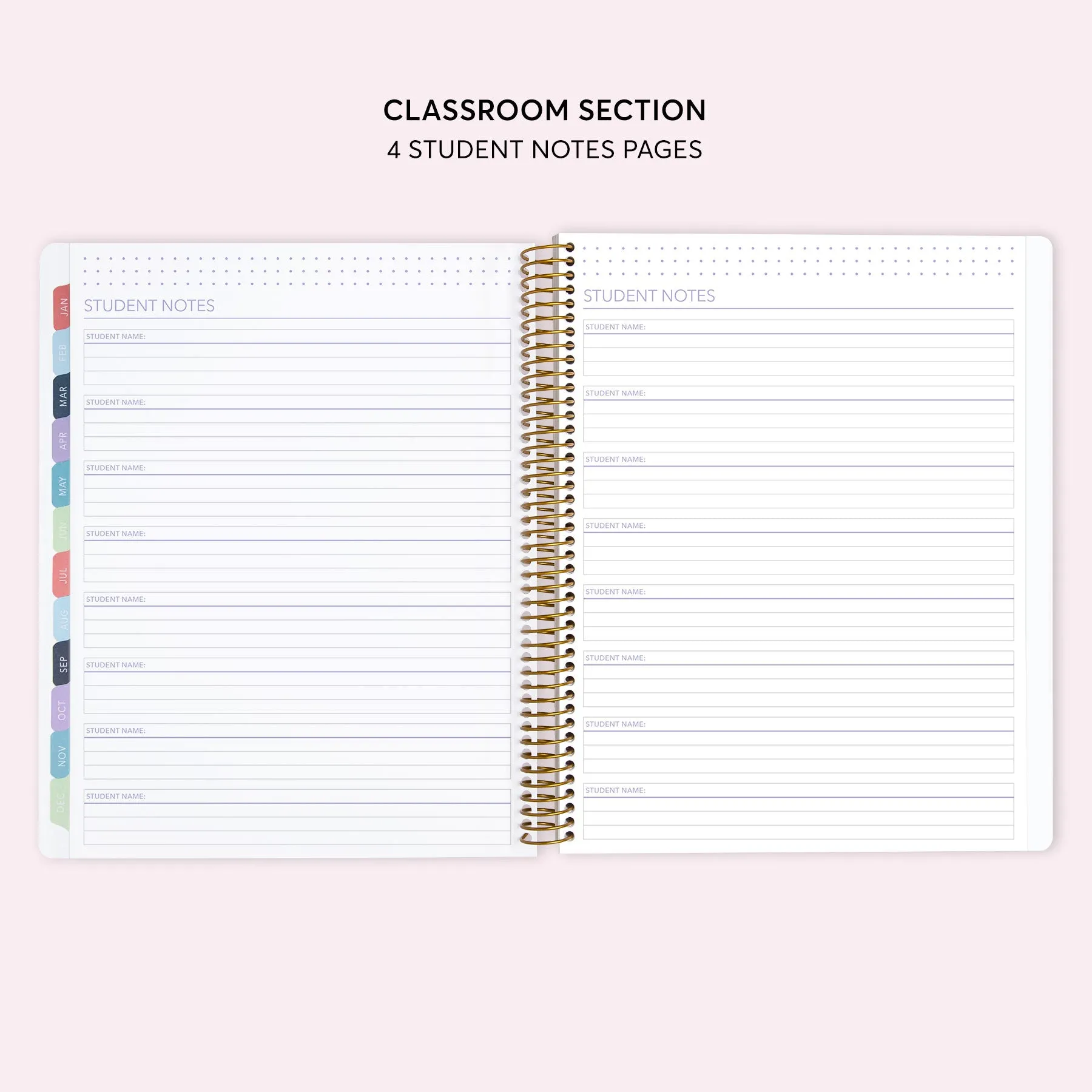 8.5x11 Teacher Planner - Navy Blue Pink Watercolor Floral