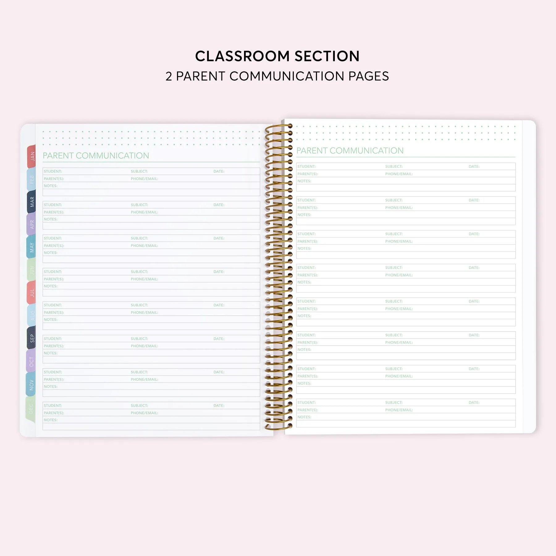 8.5x11 Teacher Planner - Navy Blue Pink Watercolor Floral