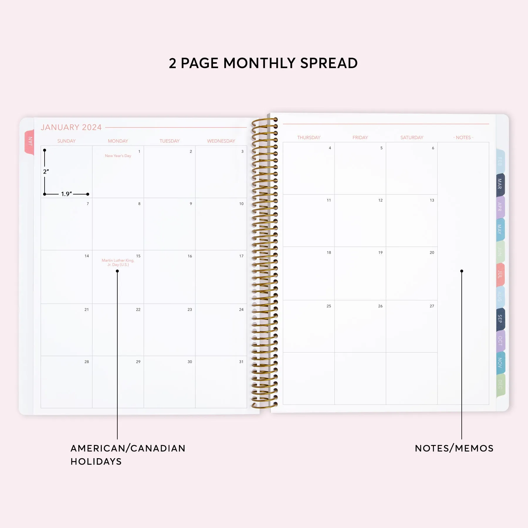 8.5x11 Teacher Planner - Navy Blue Pink Watercolor Floral