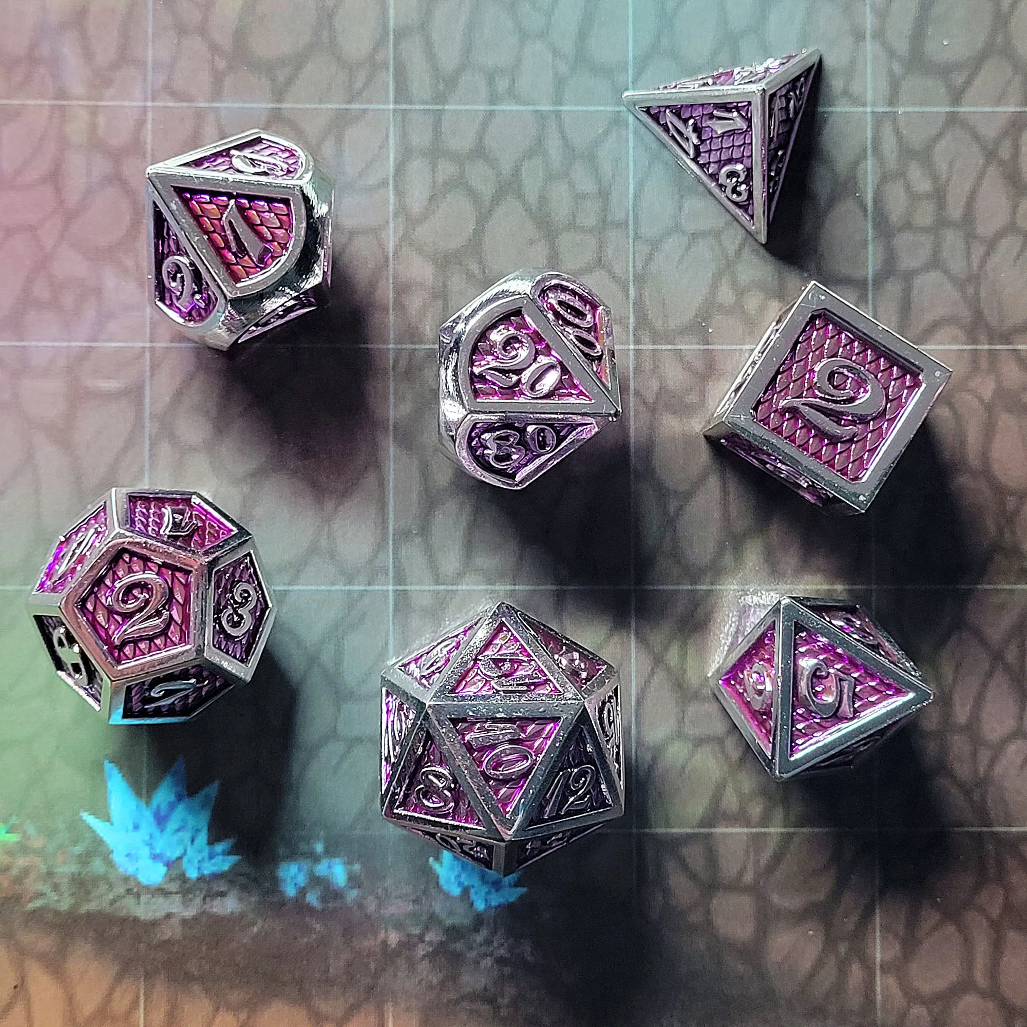 Amethyst Dragon Metal RPG Dice Set