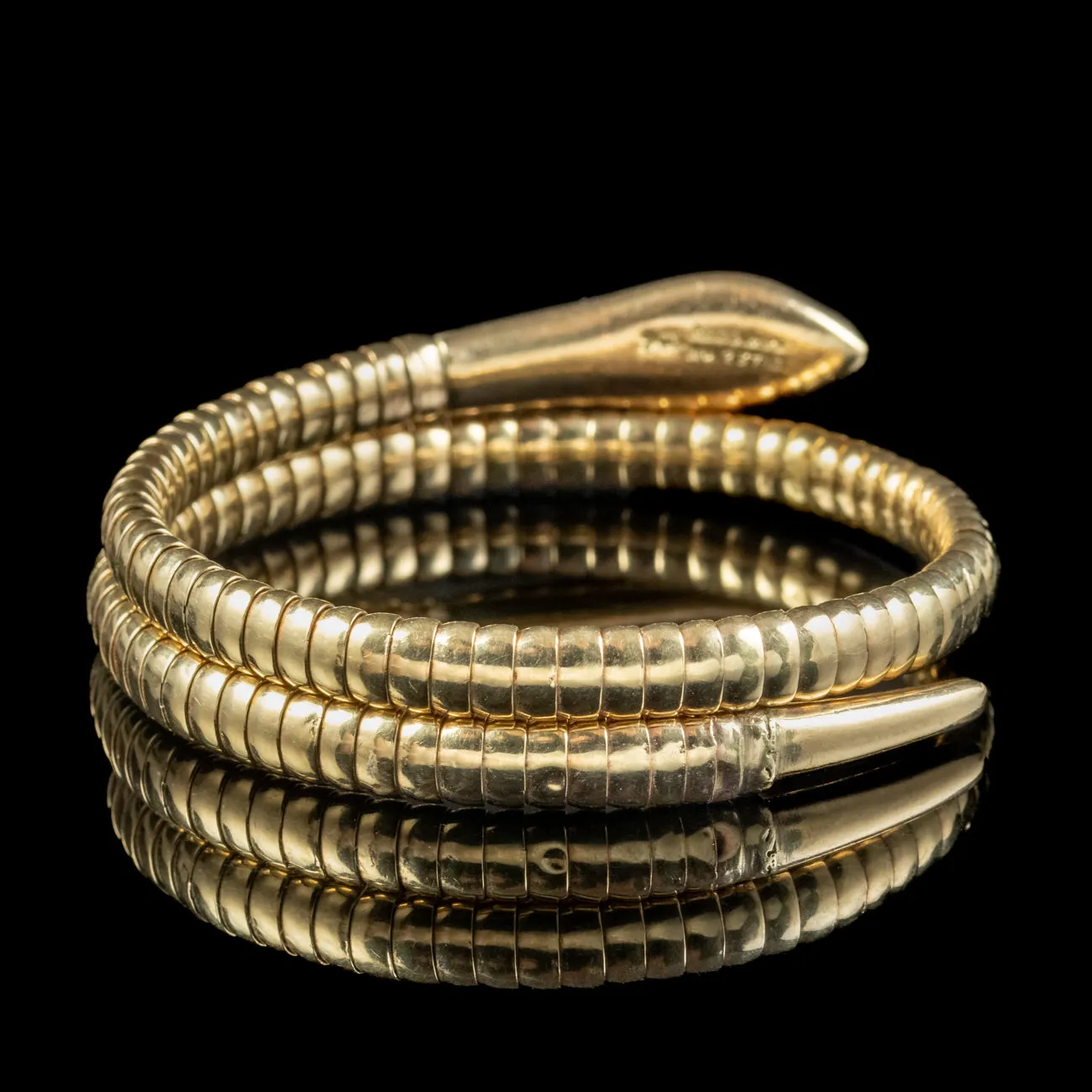 Antique Victorian Snake Bangle 9ct Gold Ruby Eyes