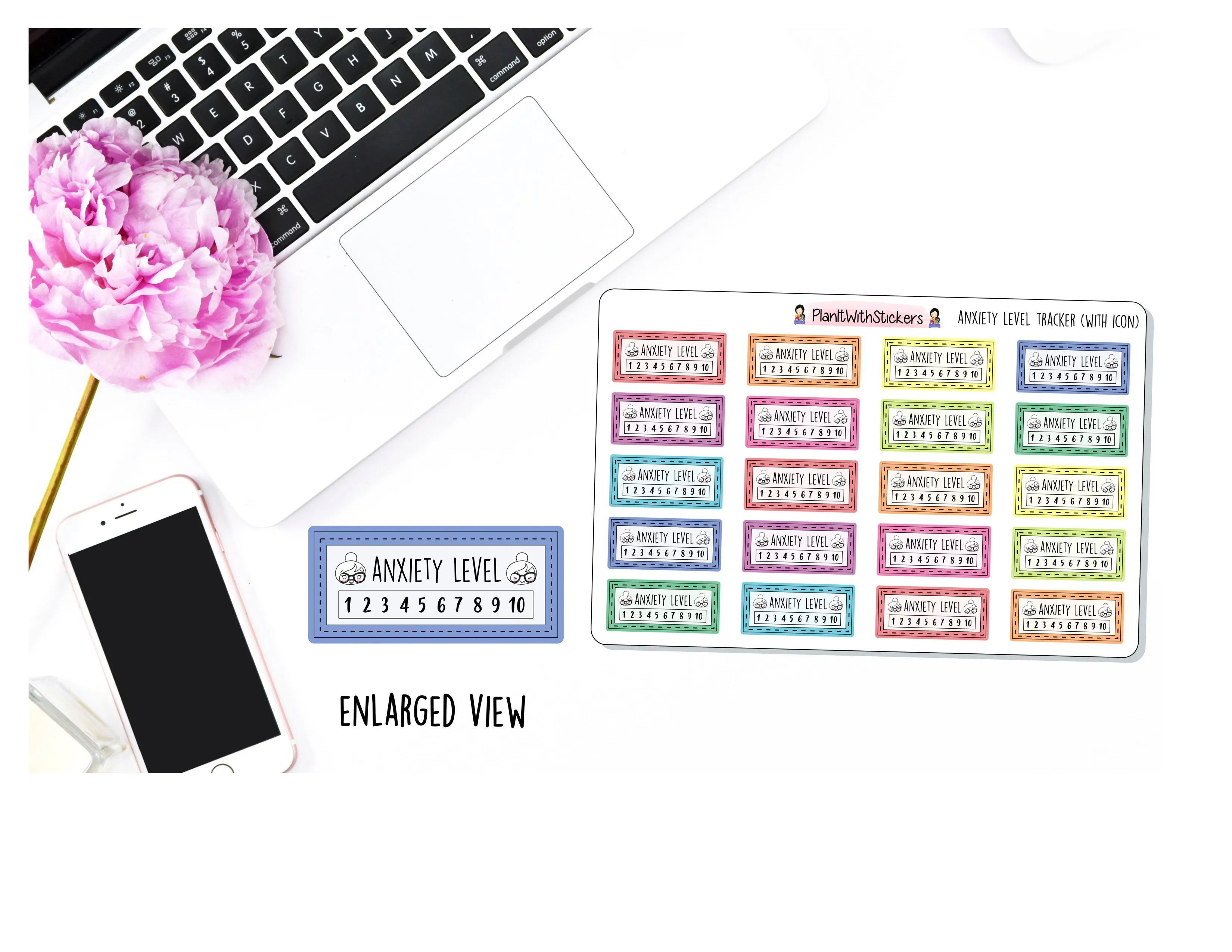 Anxiety Character Tracker Daily Anxiety Level Tracking Sticker for Self Care, Anxiety, and Mental Health Awareness