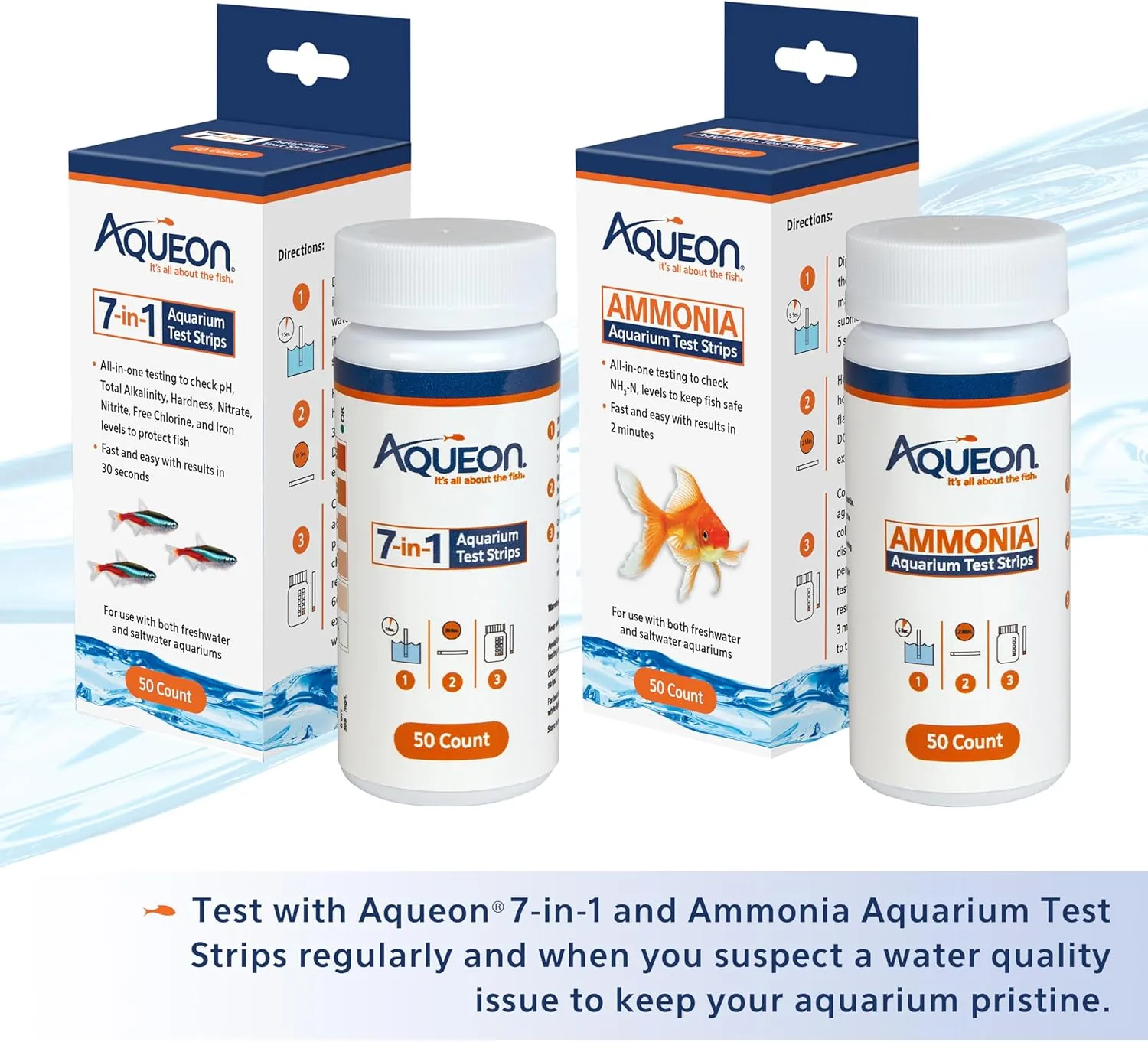 Aqueon 7-in-1 Aquarium Test Strips 50 Count