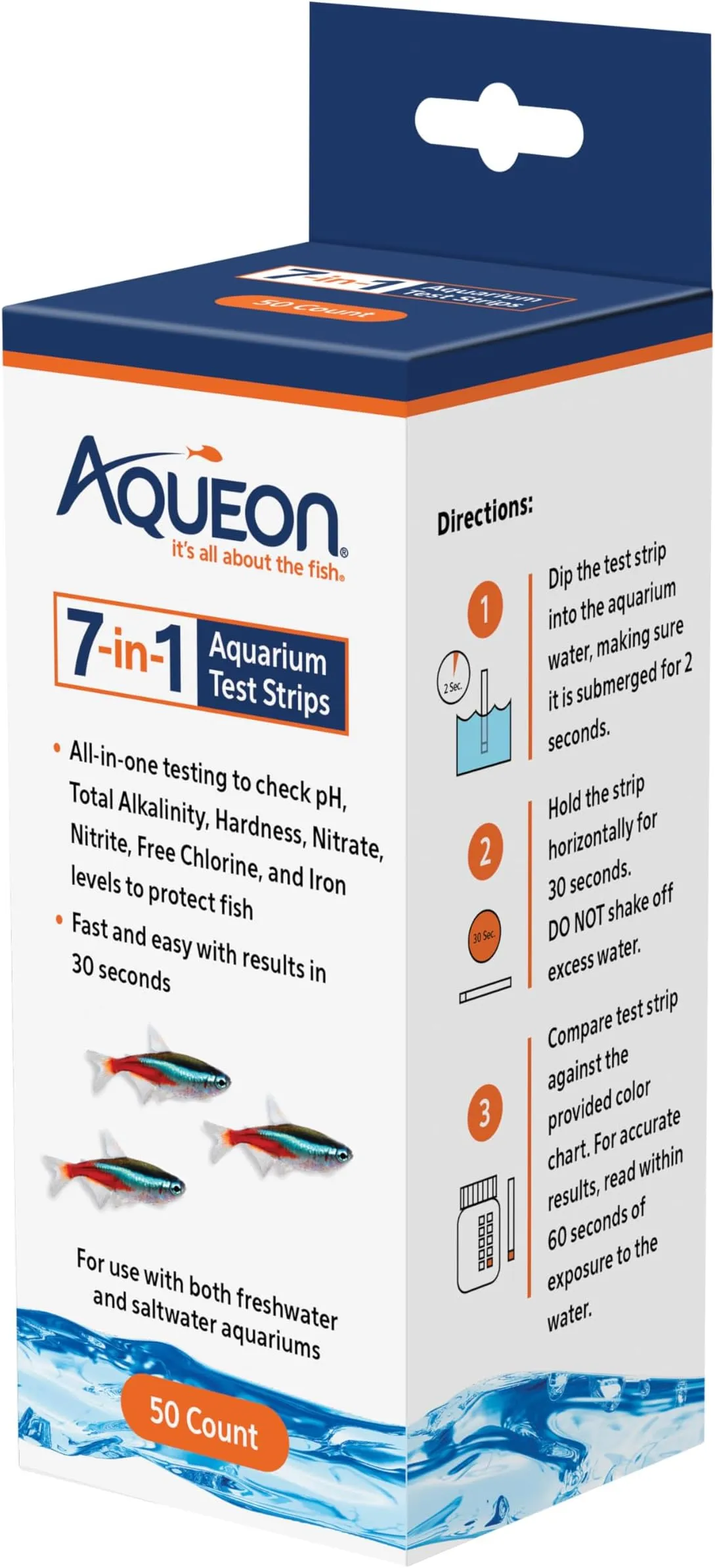 Aqueon 7-in-1 Aquarium Test Strips 50 Count