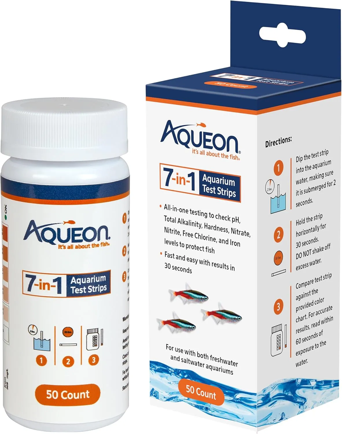 Aqueon 7-in-1 Aquarium Test Strips 50 Count