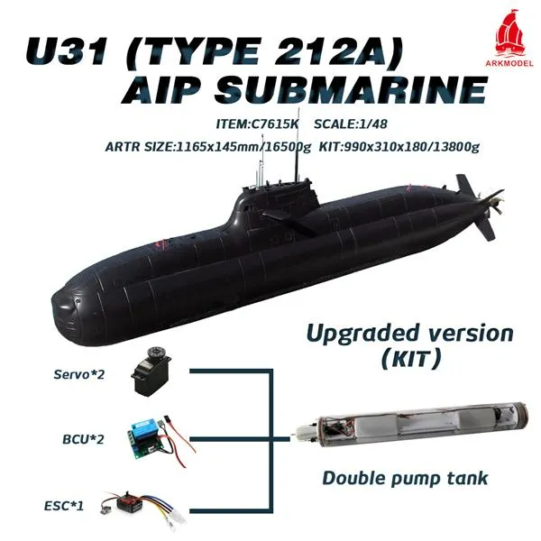 Arkmodel 1/48 Germany U31 212A TYPE Aip Submarine Kit No.7615K