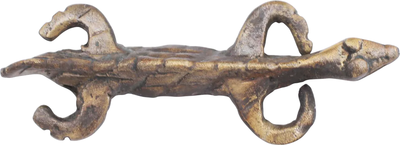 ASHANTI FIGURAL GOLD WEIGHT, CROCODILE C.1900, ex: Sir Cecil Armitage Collection