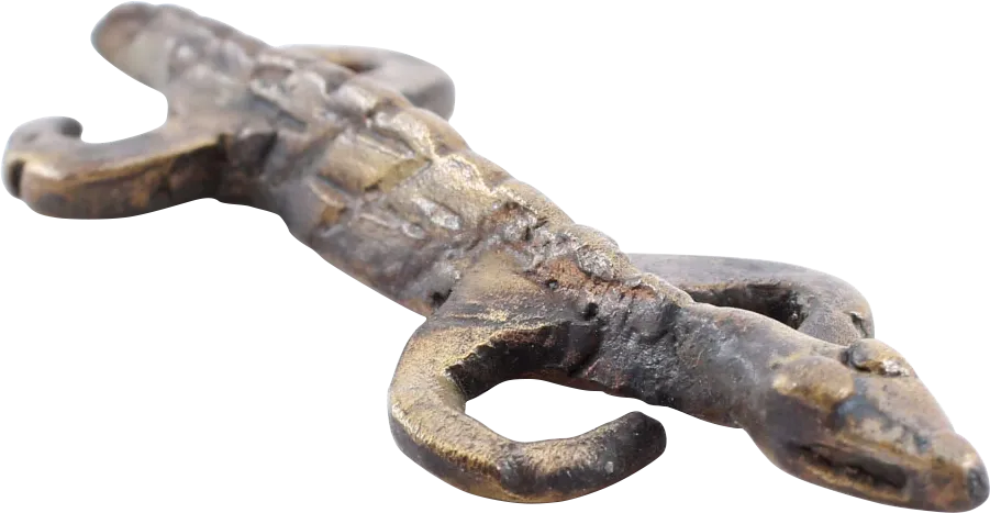 ASHANTI FIGURAL GOLD WEIGHT, CROCODILE C.1900, ex: Sir Cecil Armitage Collection
