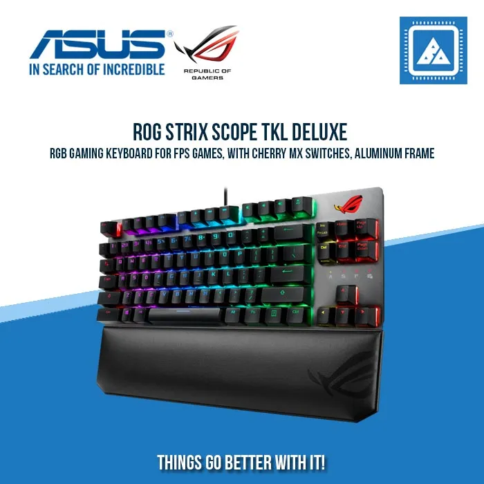 ASUS ROG STRIX SCOPE TKL DELUXE RGB MECHANICAL GAMING KEYBOARD (BLUE SWITCH) W/ WRIST REST