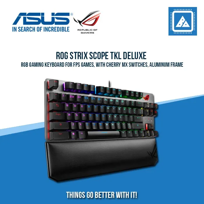 ASUS ROG STRIX SCOPE TKL DELUXE RGB MECHANICAL GAMING KEYBOARD (BLUE SWITCH) W/ WRIST REST