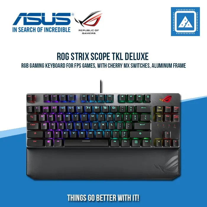 ASUS ROG STRIX SCOPE TKL DELUXE RGB MECHANICAL GAMING KEYBOARD (BLUE SWITCH) W/ WRIST REST