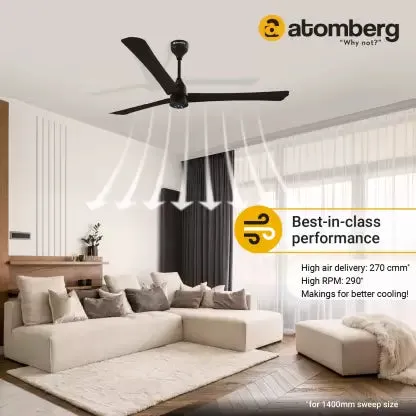 Atomberg Renesa  Ceiling Fan 5 Star 1400 mm BLDC Motor with Remote 3 Blade Ceiling Fan  (Earth Brown, Pack of 1)