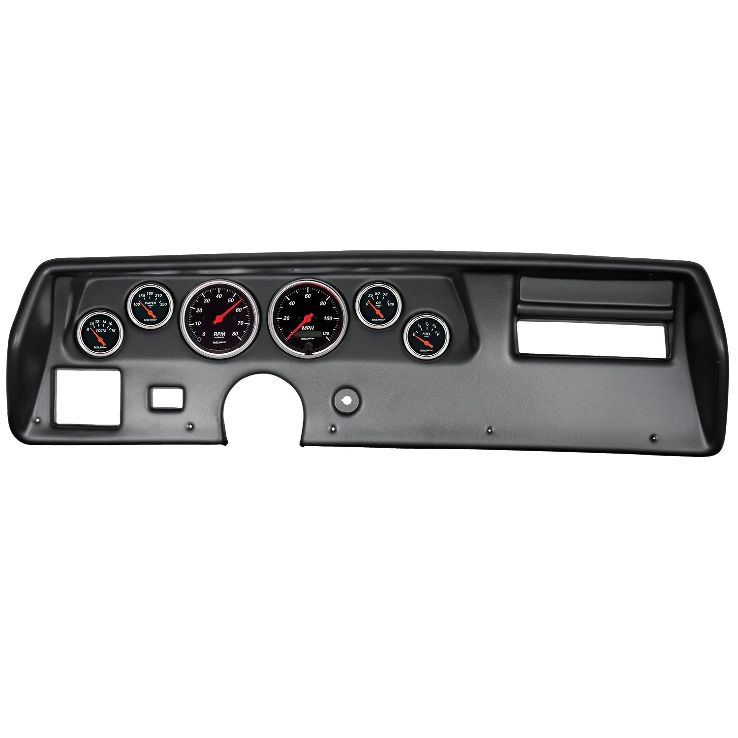 AutoMeter 7025-DB DIRECT FIT DASH KIT; CHEVELLESS/ELCAMINO/MONTE 70-72; RPM/MPH/FUEL/OILP/WTMP/BAT