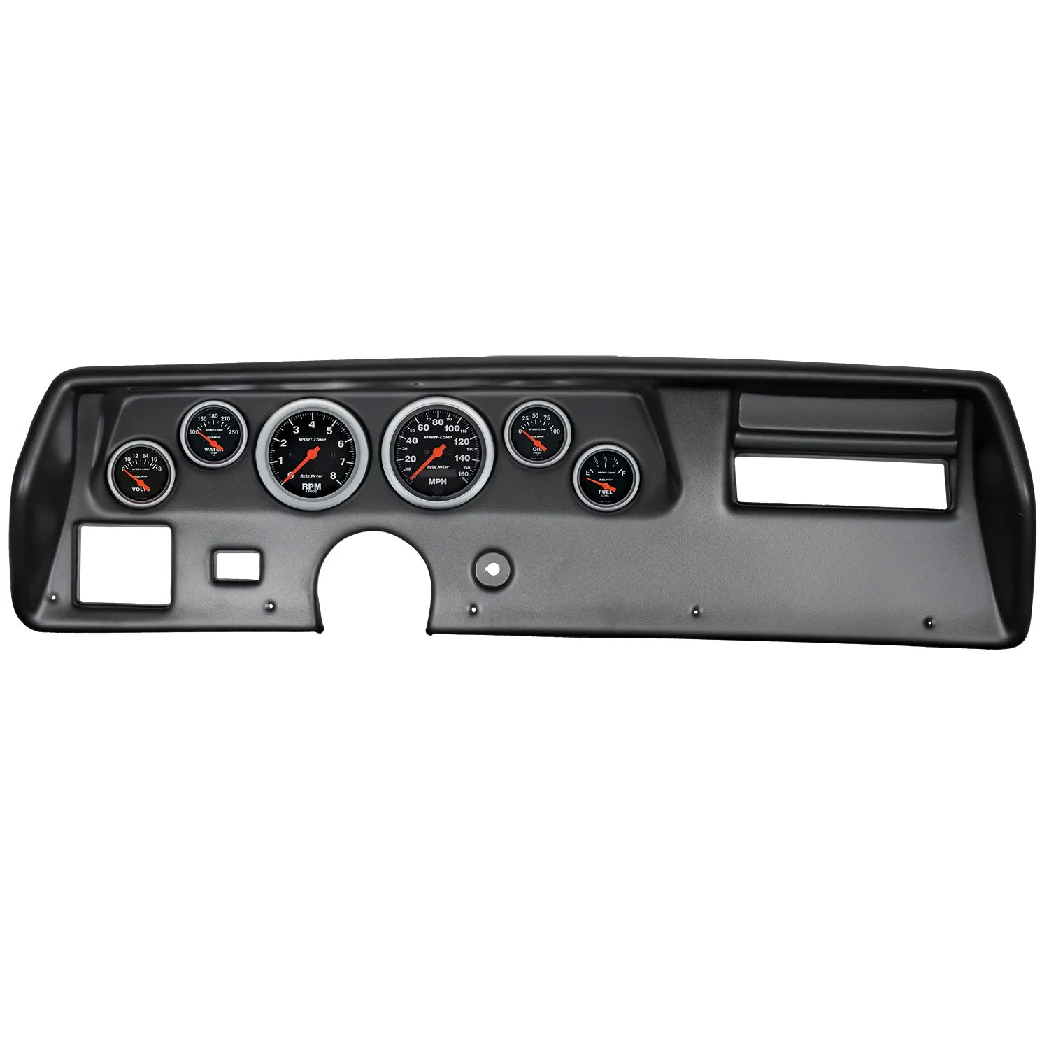 AutoMeter 7025-SC DIRECT FIT DASH KIT; CHEVELLESS/ELCAMINO/MONTE 70-72; RPM/MPH/FUEL/OILP/WTMP/BAT