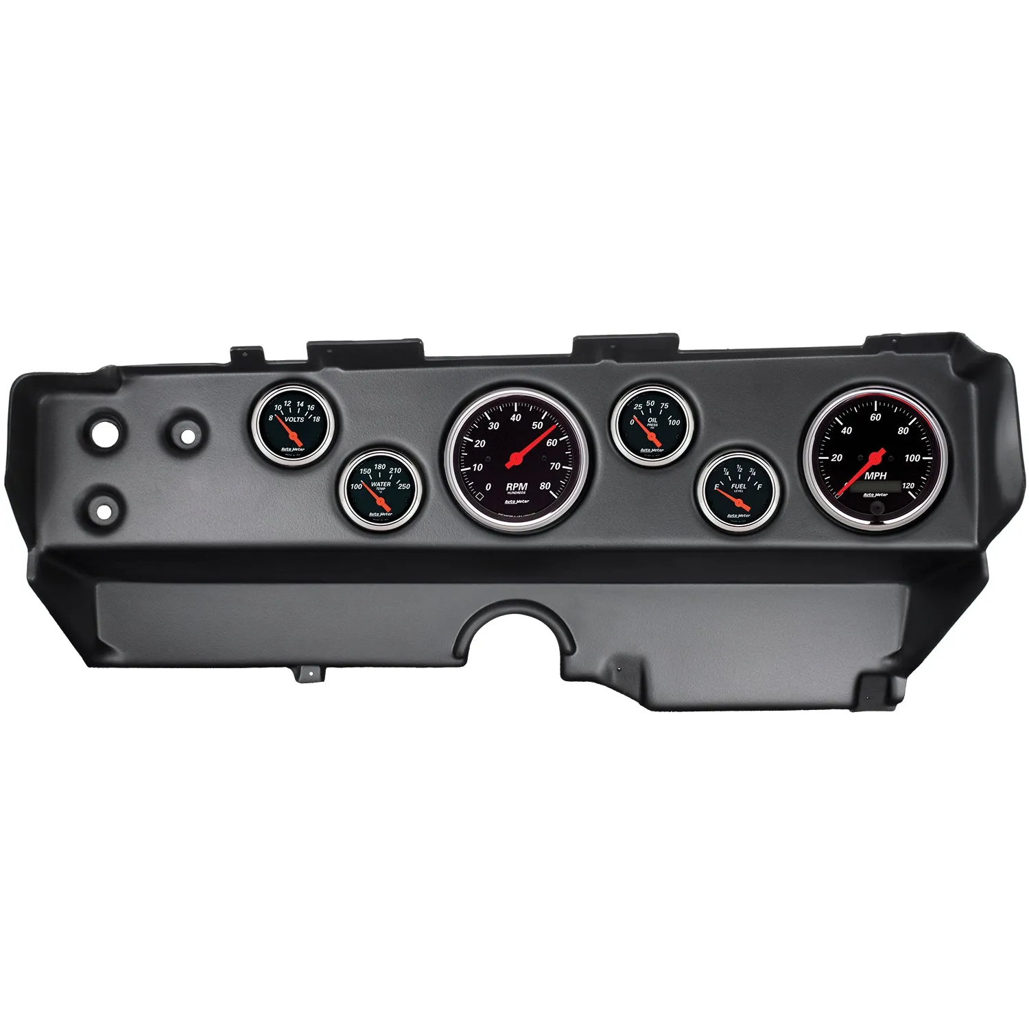 AutoMeter 7029-DB DIRECT FIT DASH KIT; EBODY/CUDA/CHALLENGER 70-74; TACH/MPH/FUEL/OILP/WTMP/VOLT;