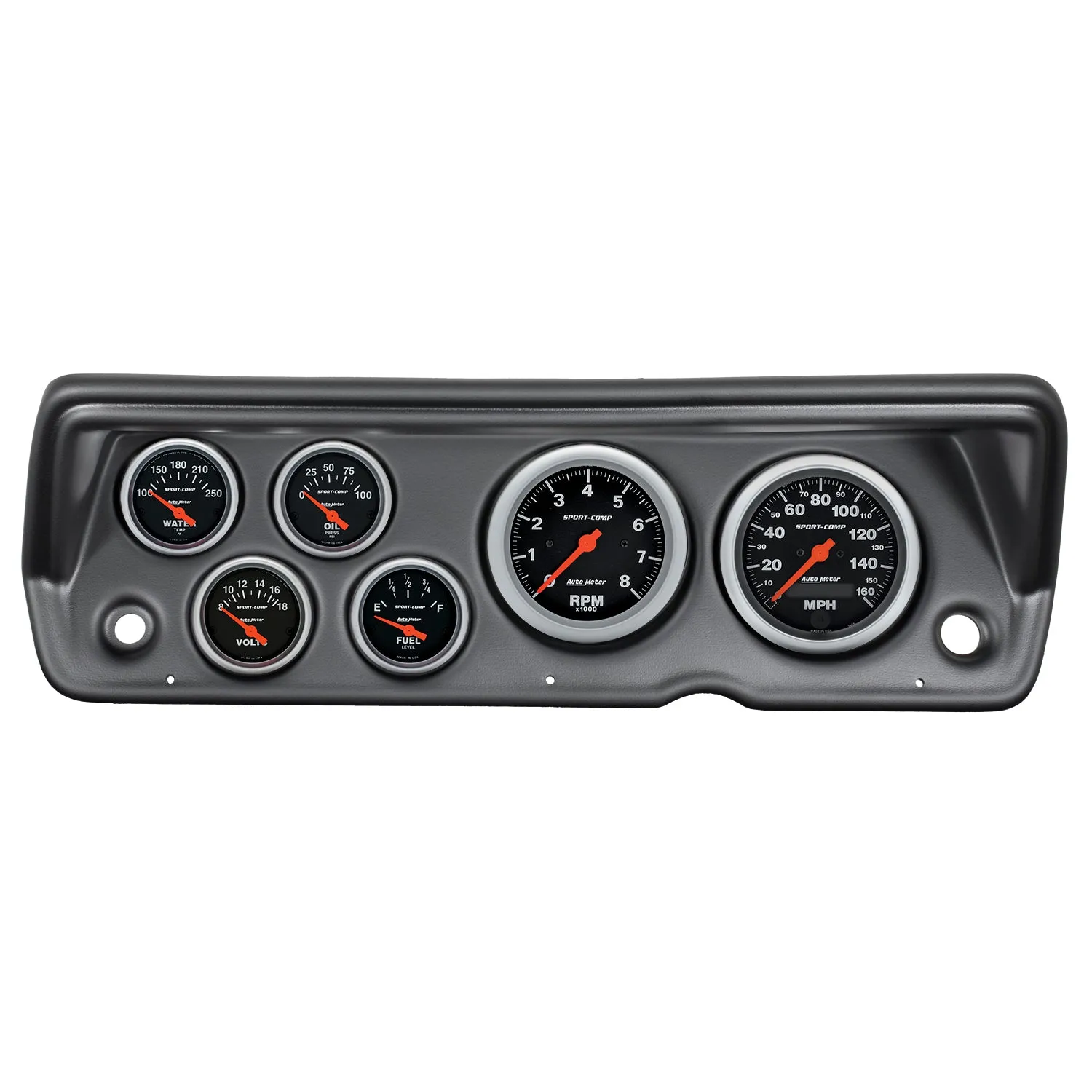 AutoMeter 7031-SC DIRECT FIT DASH KIT; ABODY/DUSTER/DEMON/DART 70-76; TACH/MPH/FUEL/OILP/WTMP/VOLT