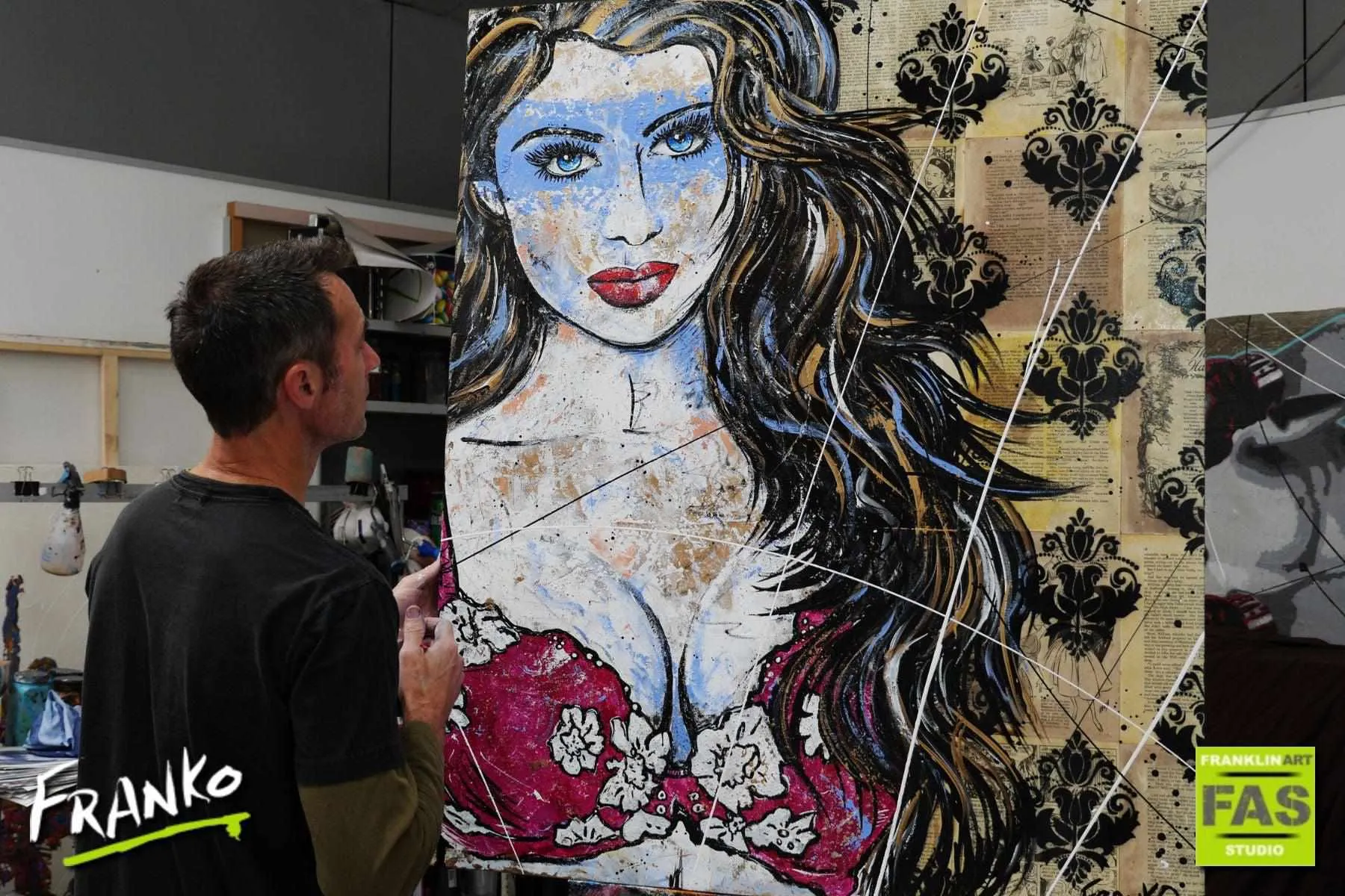 Baby Blues 120cm x 100cm Sexy Lingerie 50 Shades of Grey Book Page Urban Pop art Painting (SOLD)