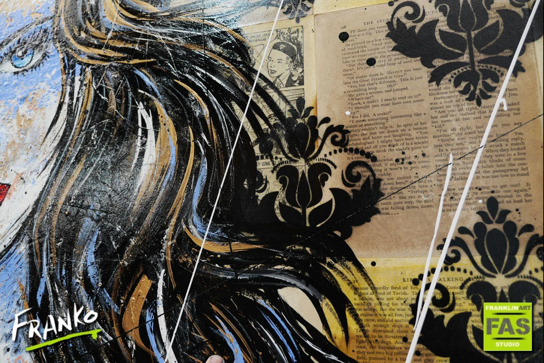 Baby Blues 120cm x 100cm Sexy Lingerie 50 Shades of Grey Book Page Urban Pop art Painting (SOLD)