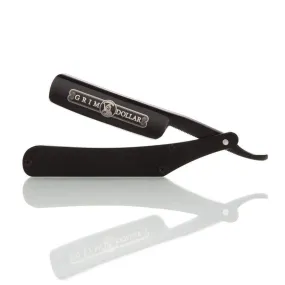 Black Grim Dollar Straight Razor In Black Stainless Scales