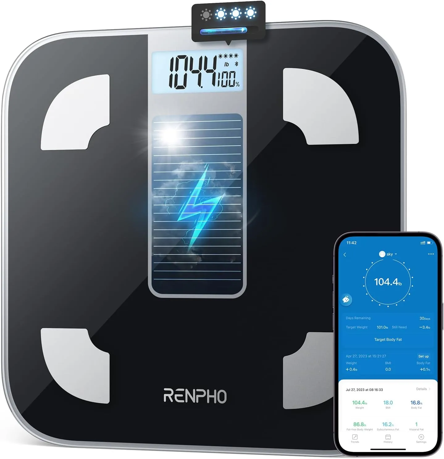 Bluetooth Body Fat Scale, Smart BMI Scale Digital Bathroom Weight Scale, Body Composition Analyzer with Smartphone App