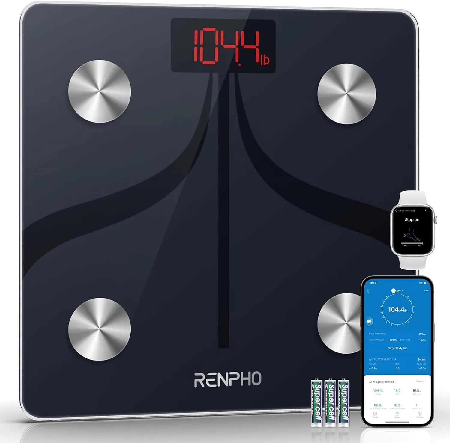 Bluetooth Body Fat Scale, Smart BMI Scale Digital Bathroom Weight Scale, Body Composition Analyzer with Smartphone App