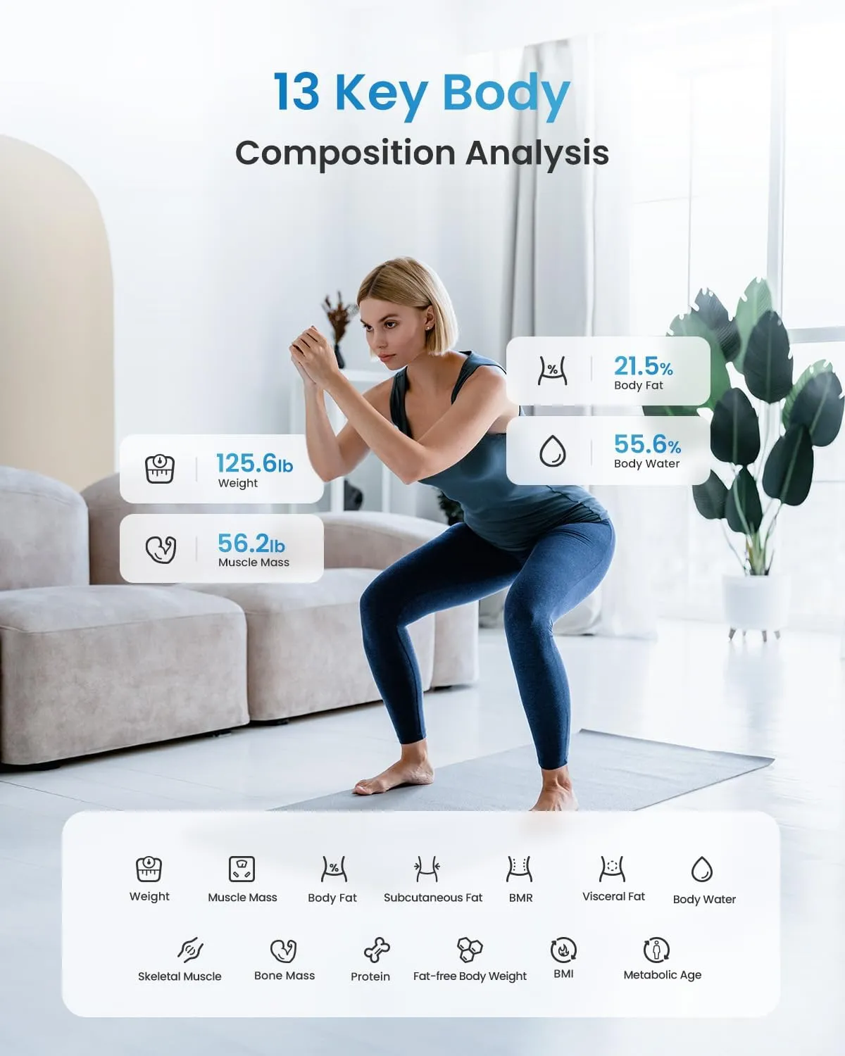 Bluetooth Body Fat Scale, Smart BMI Scale Digital Bathroom Weight Scale, Body Composition Analyzer with Smartphone App