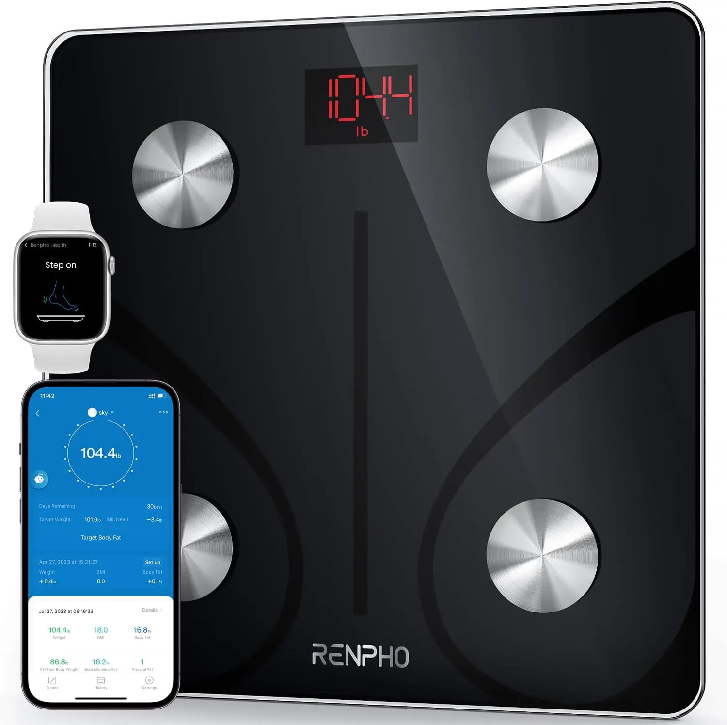 Bluetooth Body Fat Scale, Smart BMI Scale Digital Bathroom Weight Scale, Body Composition Analyzer with Smartphone App