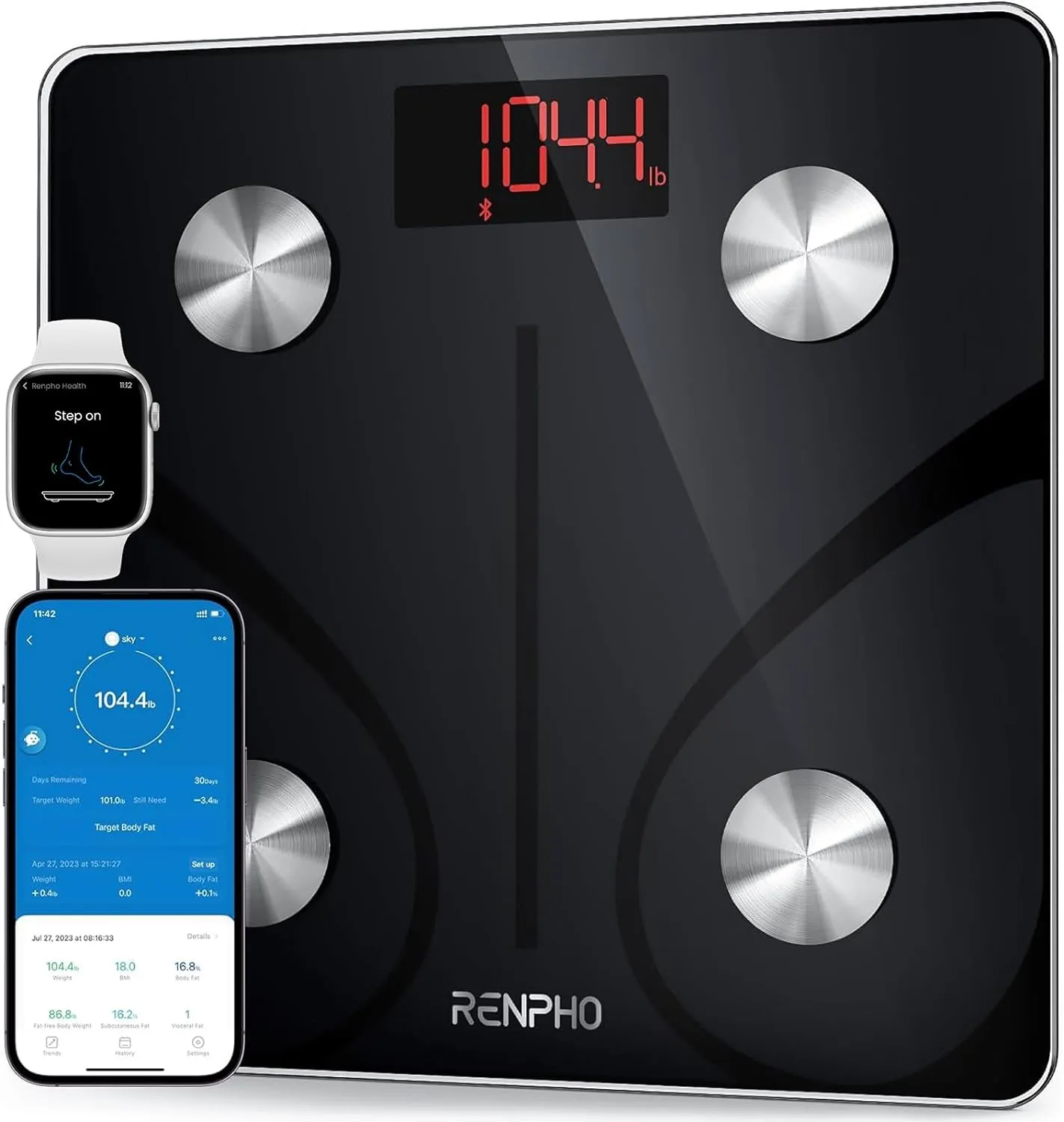 Bluetooth Body Fat Scale, Smart BMI Scale Digital Bathroom Weight Scale, Body Composition Analyzer with Smartphone App
