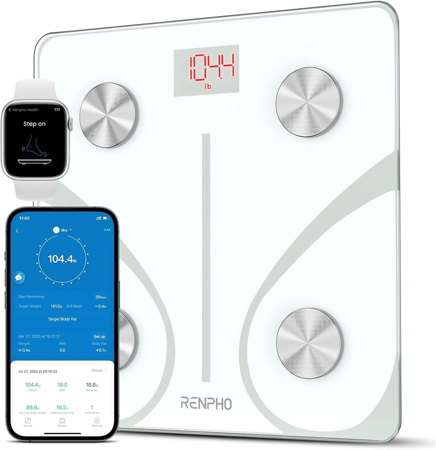 Bluetooth Body Fat Scale, Smart BMI Scale Digital Bathroom Weight Scale, Body Composition Analyzer with Smartphone App