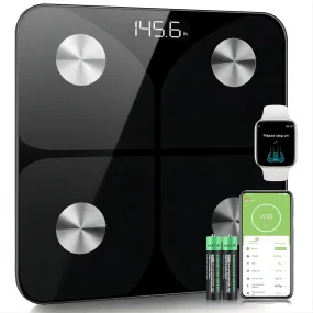 Body Fat Scales, Digital Scales 2025 with Body Fat and Muscle Mass with APP 180kg/400lbs, People Scales Bluetooth Body Scales for Body Fat, BMI, Weight, Water and Muscle Mass Black 260mm/10.3"