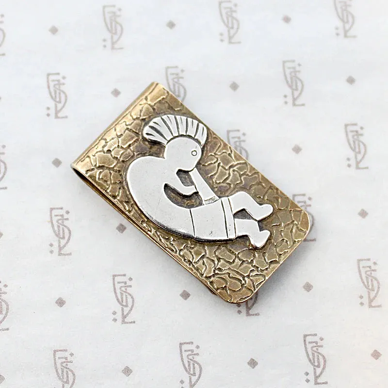 Brass & Silver Vintage Kokopelli Money Clip
