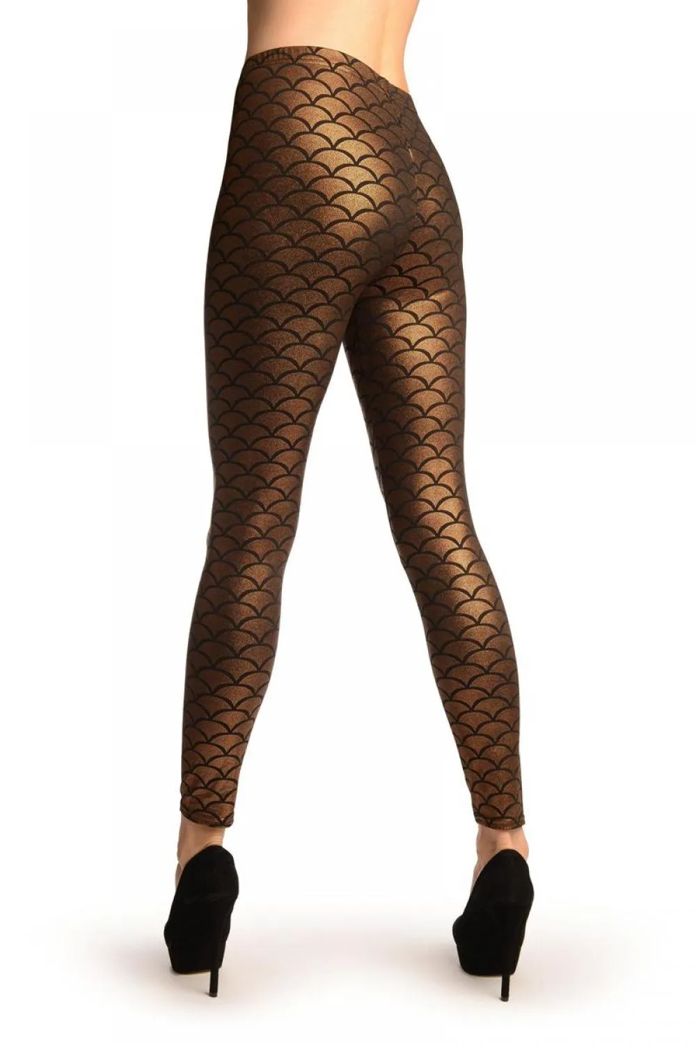 Brown Shiny Mermaid Scales Leggings
