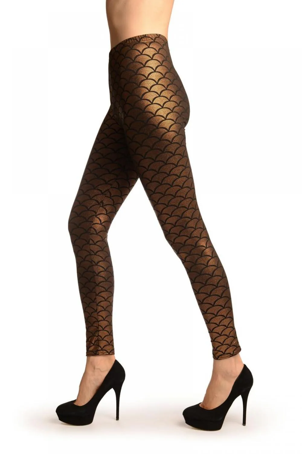 Brown Shiny Mermaid Scales Leggings