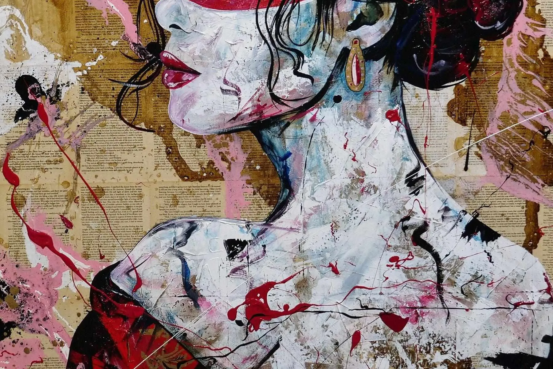 Cherry Yua 140cm x 100cm Geisha Abstract Realism Book Club Painting (SOLD)