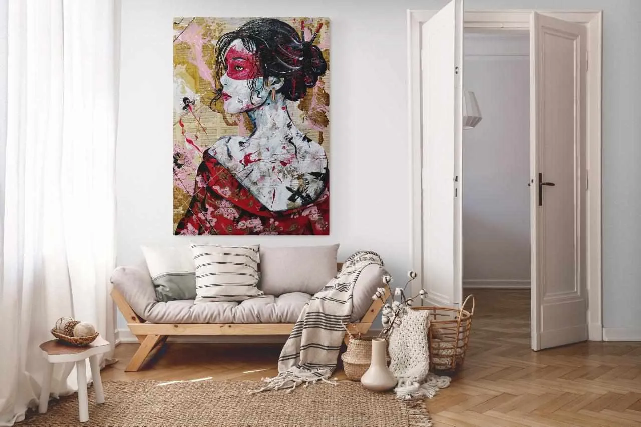 Cherry Yua 140cm x 100cm Geisha Abstract Realism Book Club Painting (SOLD)