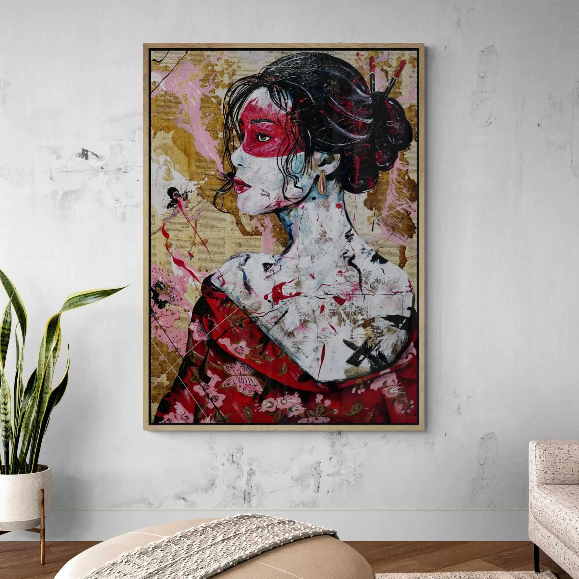 Cherry Yua 140cm x 100cm Geisha Abstract Realism Book Club Painting (SOLD)
