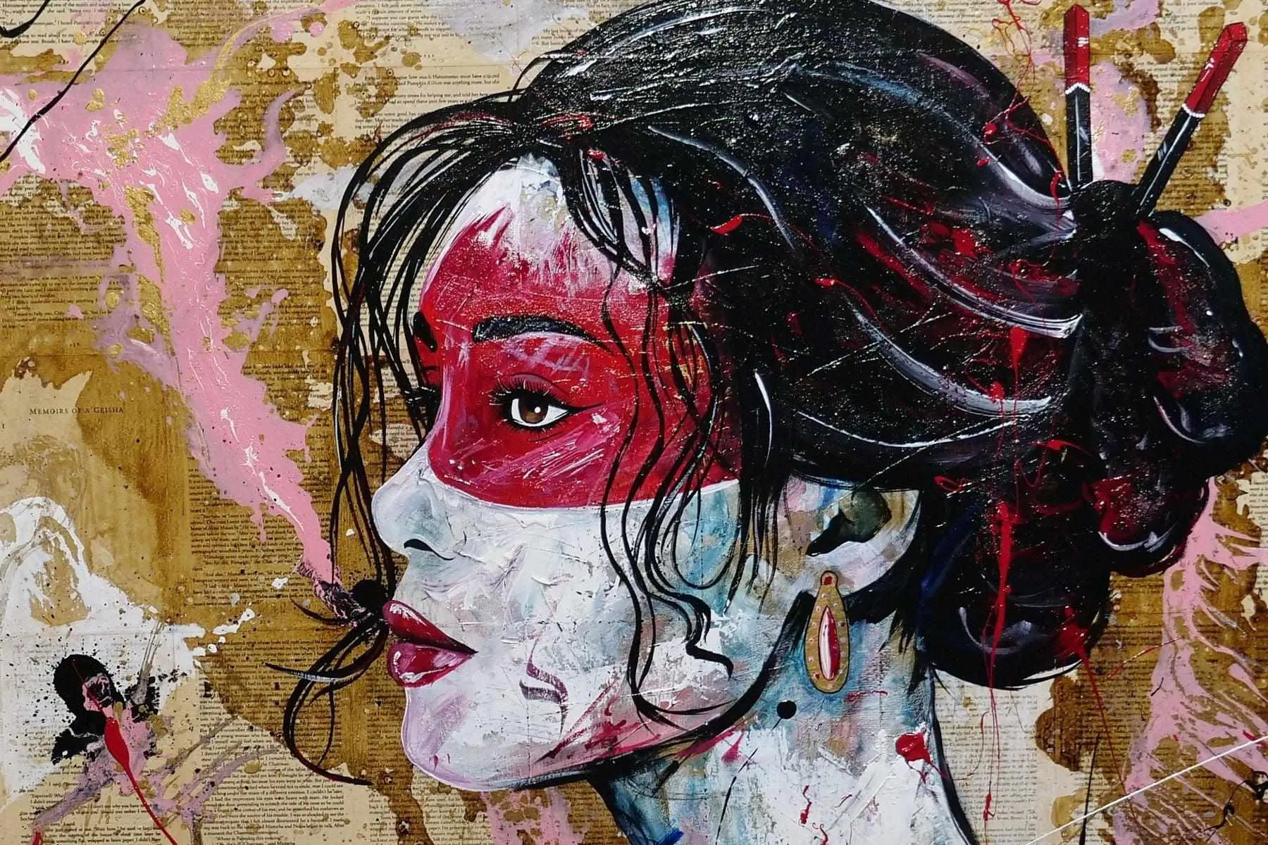 Cherry Yua 140cm x 100cm Geisha Abstract Realism Book Club Painting (SOLD)