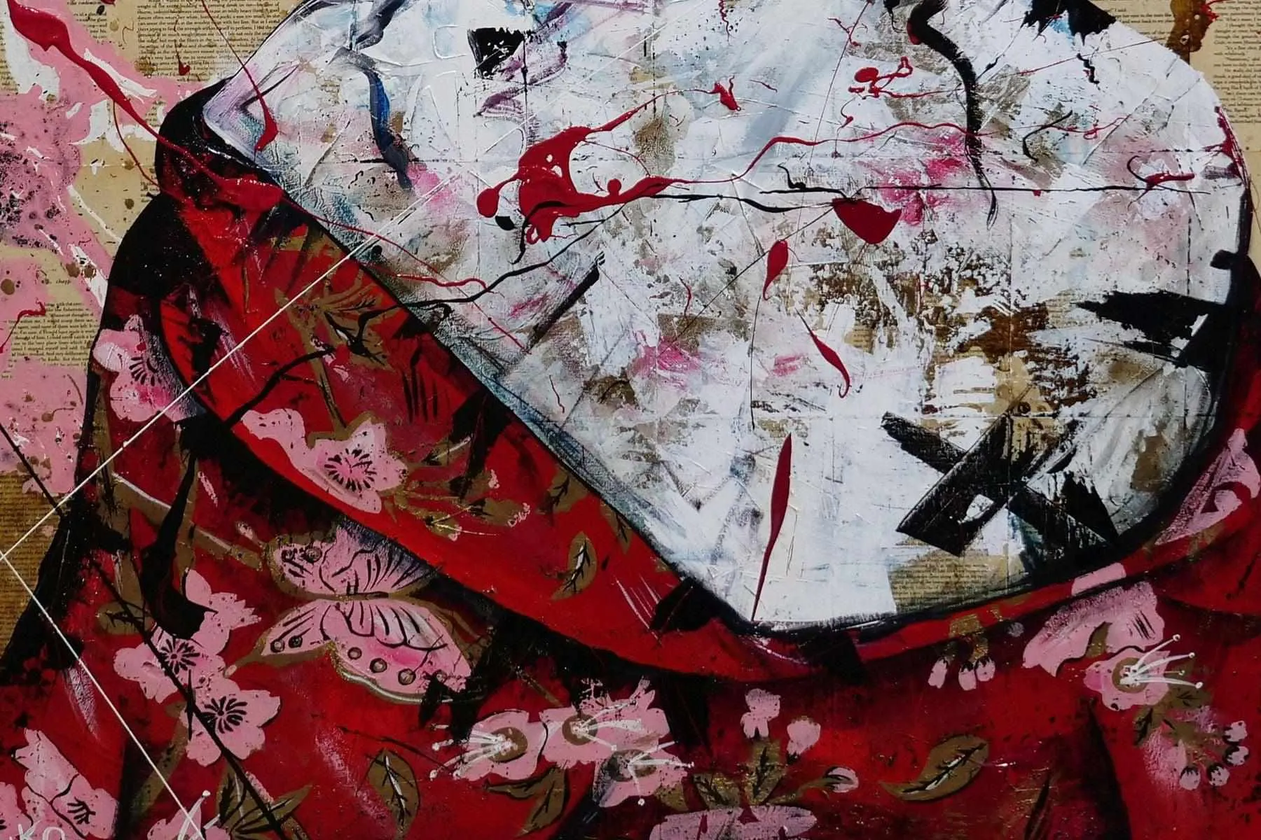 Cherry Yua 140cm x 100cm Geisha Abstract Realism Book Club Painting (SOLD)
