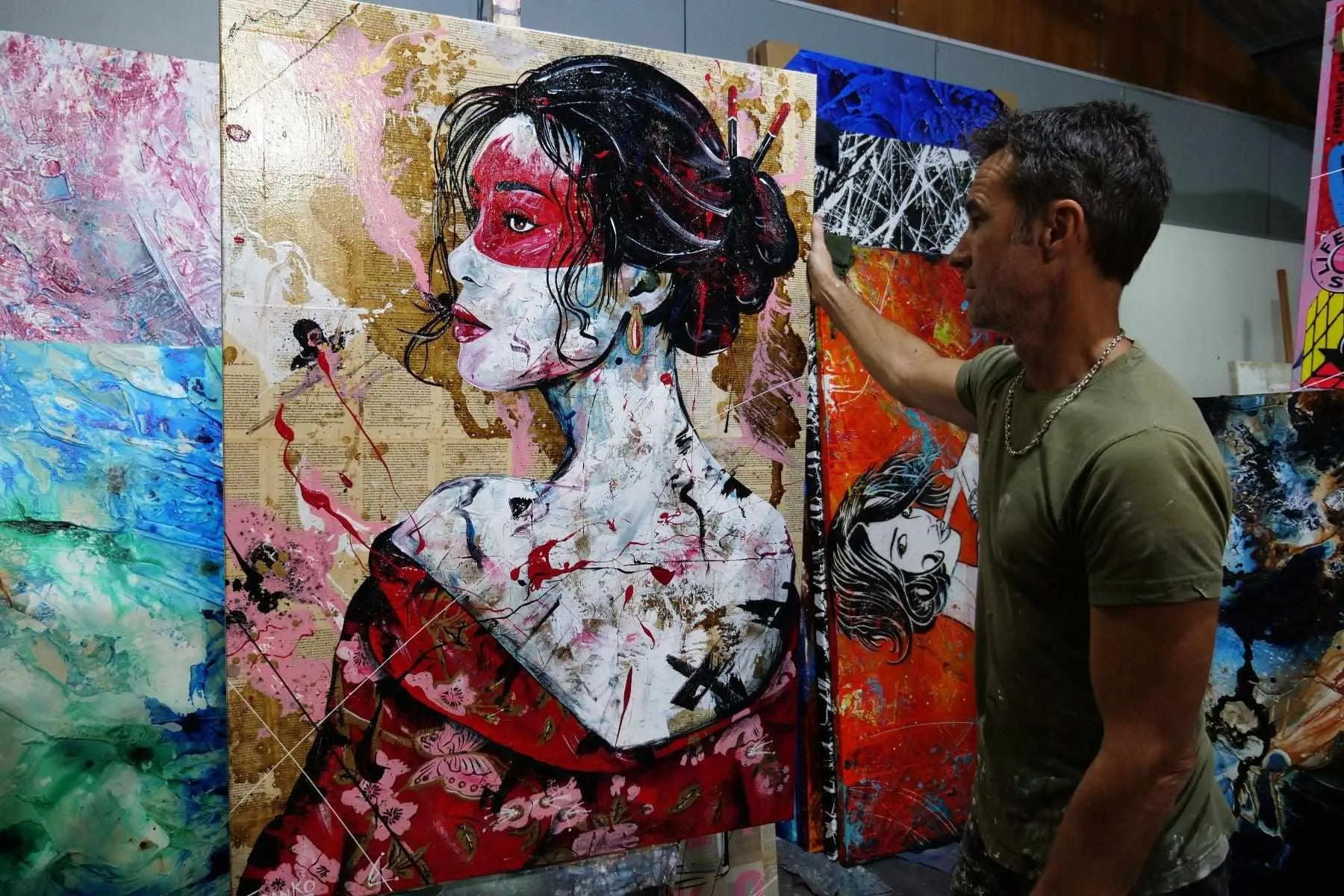 Cherry Yua 140cm x 100cm Geisha Abstract Realism Book Club Painting (SOLD)